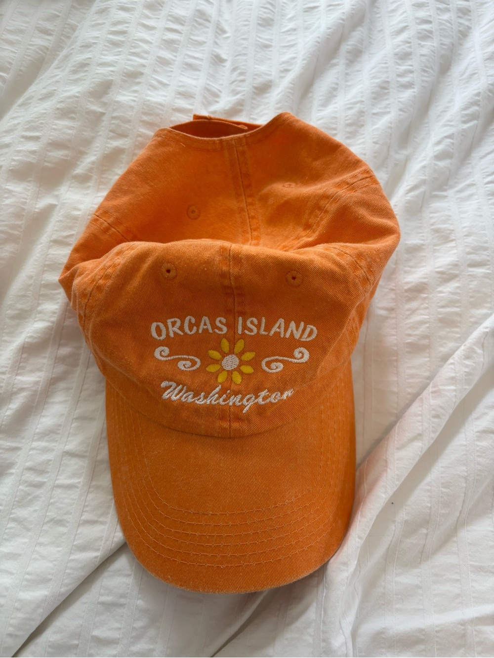 Orcas Island Washington Orange Embroidered Baseball Cap